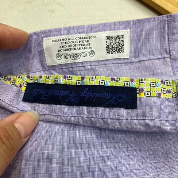 Robert Graham Tailored Fit Light Purple plaid Long sleeve button down Medium - Picture 10 of 16